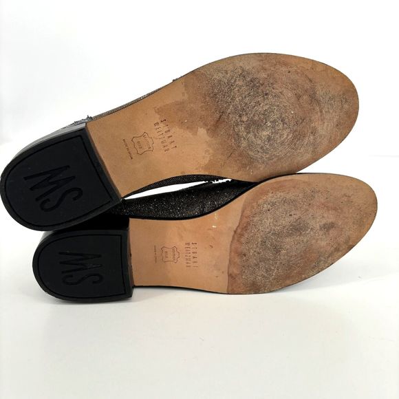 Stuart Weitzman Womens 7 Leather Colorblock Pattern Metallic Gold Silver Loafers - Picture 15 of 16